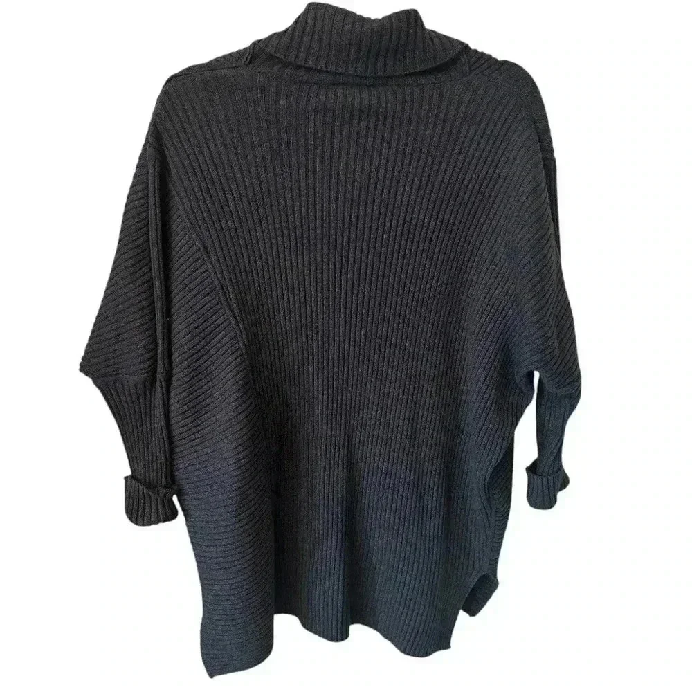 CAbi Women’s Minimalist Oversized Boxy Batwing Cardigan Sweater Half Zip XS Gray